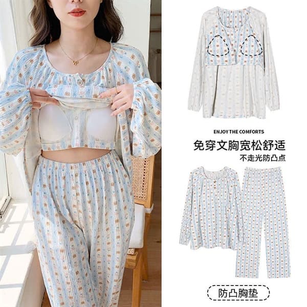 Bộ mặc nhà dài tay có đệm ngực