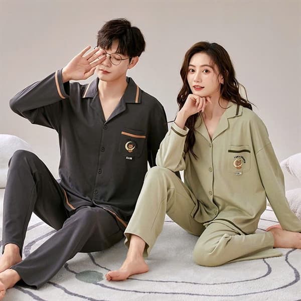 Bộ đồ cotton pijama dài tay nữ
