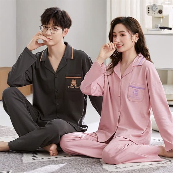 Bộ đồ cotton pijama dài tay nữ