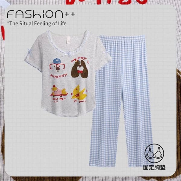 Áo cộc quần dài cotton có đệm ngực