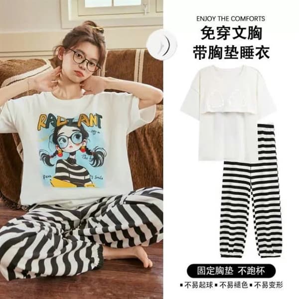 Áo cộc quần dài cotton có đệm ngực