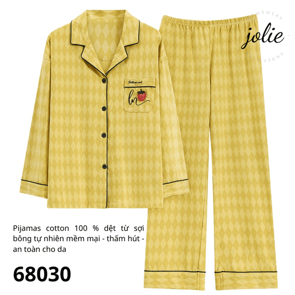 Bộ dài tay có cổ 100% cotton