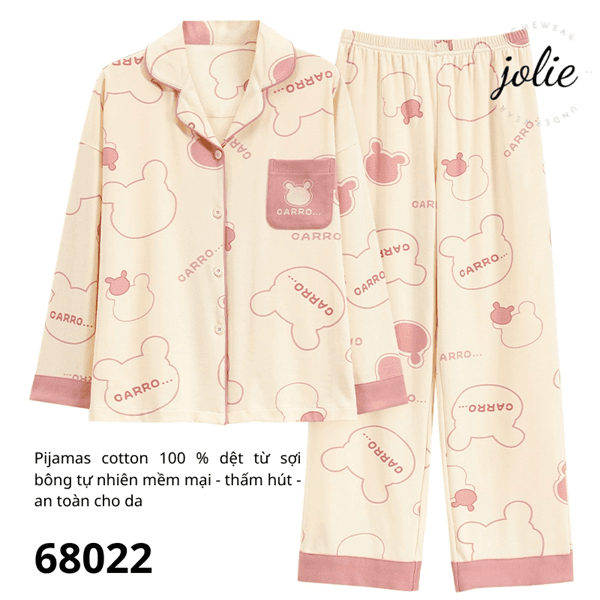 Bộ dài tay có cổ 100% cotton