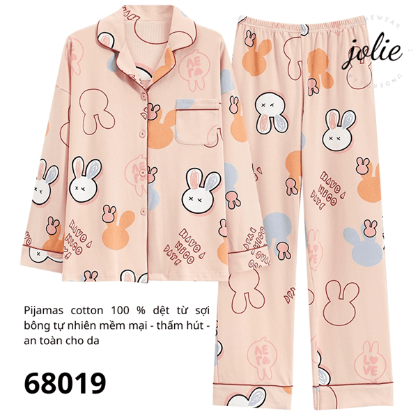 Bộ dài tay có cổ 100% cotton