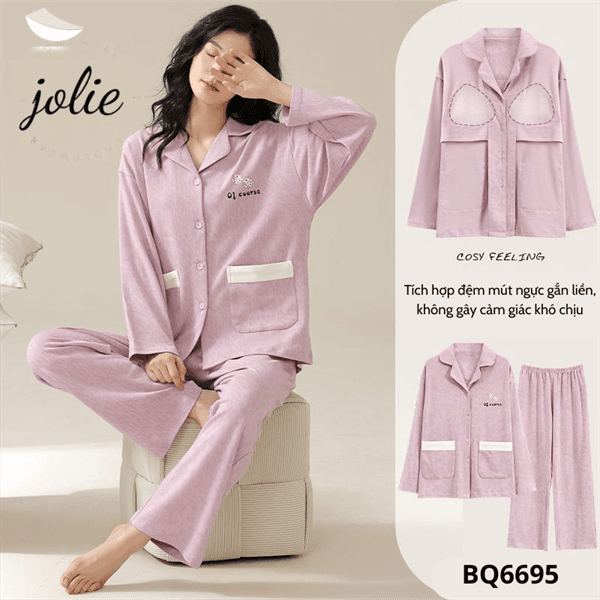 Bộ có cổ đệm ngực 100% cotton
