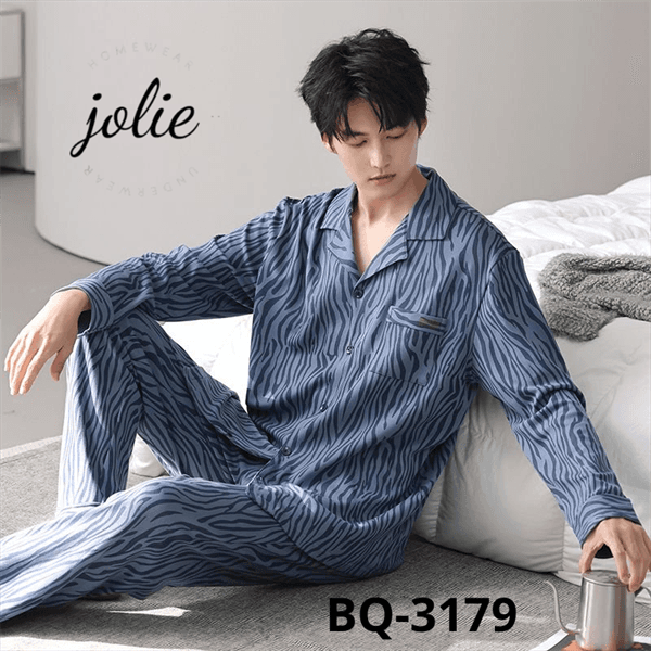 Bộ tay dài cổ bẻ cài khuy cotton 100% - nam