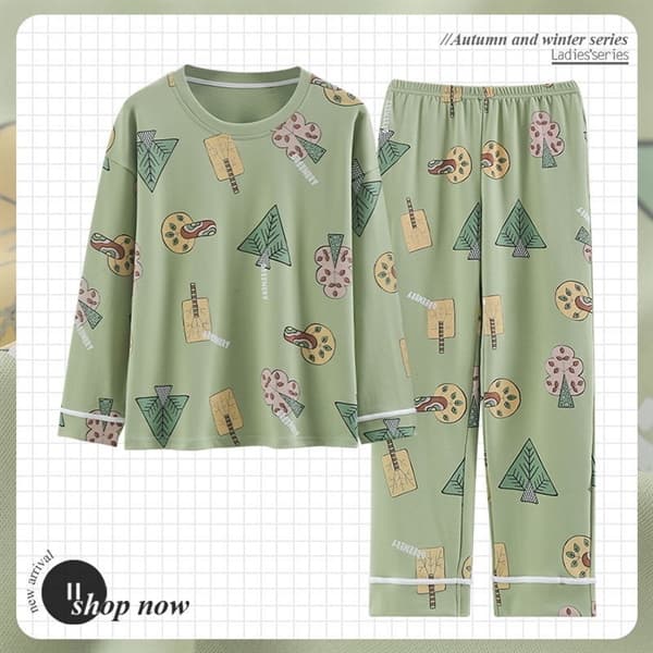 Bộ cổ tròn dài tay - xanh cây 6904