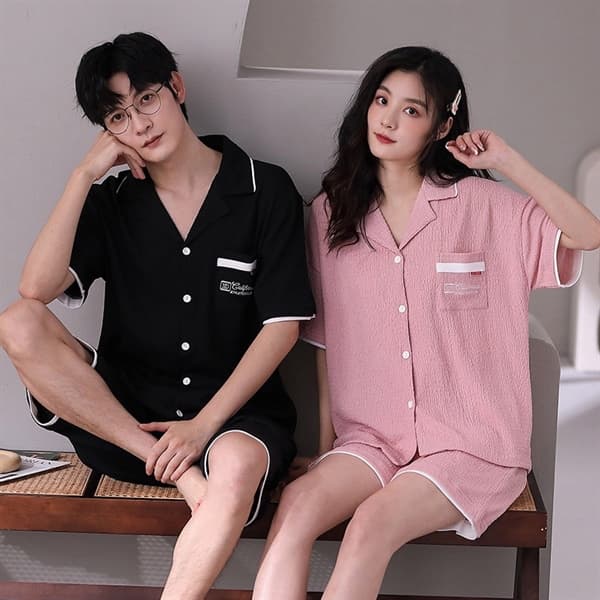 Bộ đôi cotton cài khuy nữ - viền túi trắng 901
