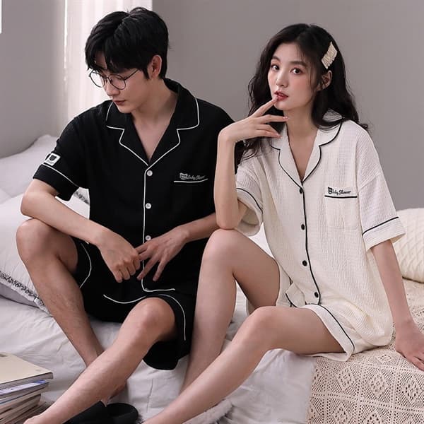 Bộ đôi cotton cài khuy nữ - trắng 903