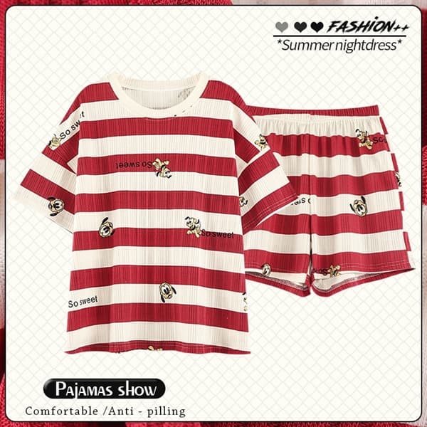 Bộ cotton cổ tròn - đỏ so sweet