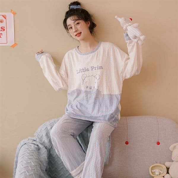 Bộ dài tay cổ tròn -- littler prin