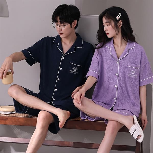 Bộ đôi cotton cài khuy nữ - tím 902