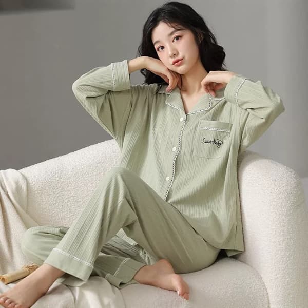 Bộ cotton 100% cài khuy