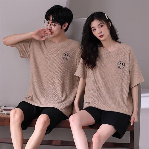 Bộ đôi cổ tròn nữ - nâu quần đen