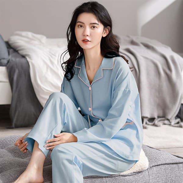 Bộ cotton dài tay - xanh biển 66503