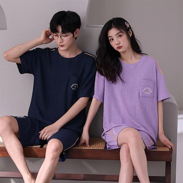 Bộ đôi cổ tròn cộc nữ - tím