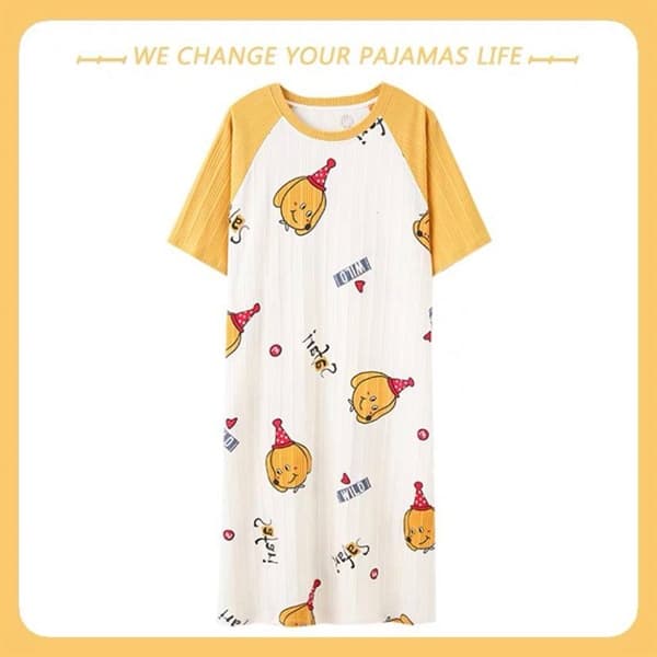 Váy cotton cổ tròn - vàng safari