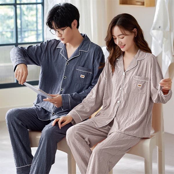 Bộ đôi cotton dài tay nữ - nâu nhạt