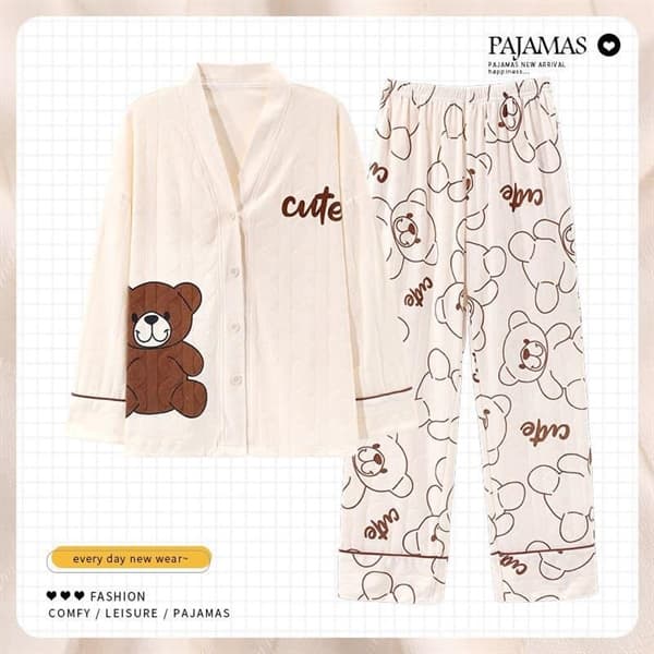Bộ cổ v - gấu nâu cute