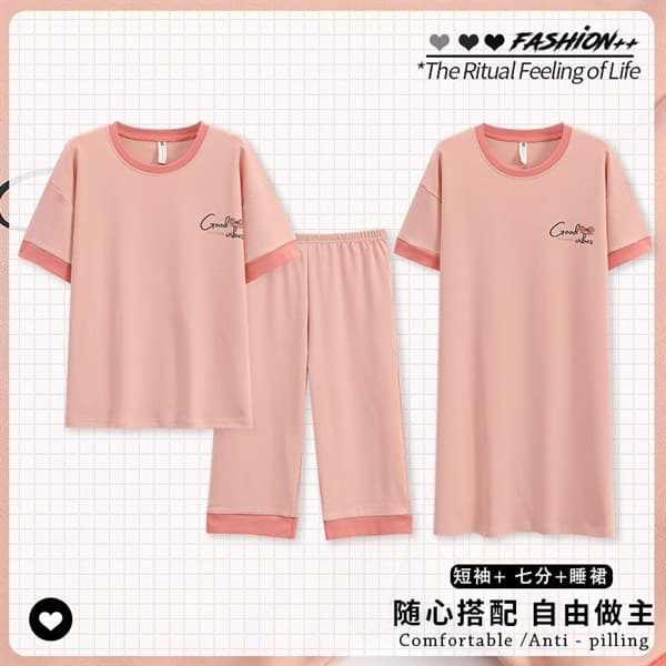 Set 3 món quần lửng + váy good vibes 8103 a