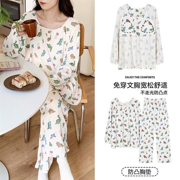 Bộ mặc nhà dài tay có đệm ngực