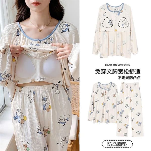 Bộ mặc nhà dài tay có đệm ngực