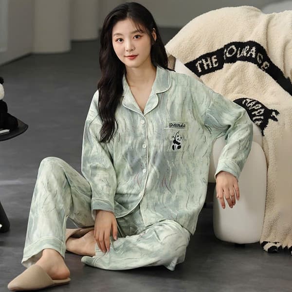 Bộ mặc nhà pijama dài tay 100% cotton