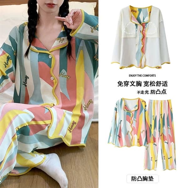 Bộ dài tay cổ bẻ cotton có đệm