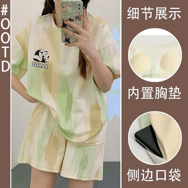 Bộ cotton cộc hè có đệm ngực 6884