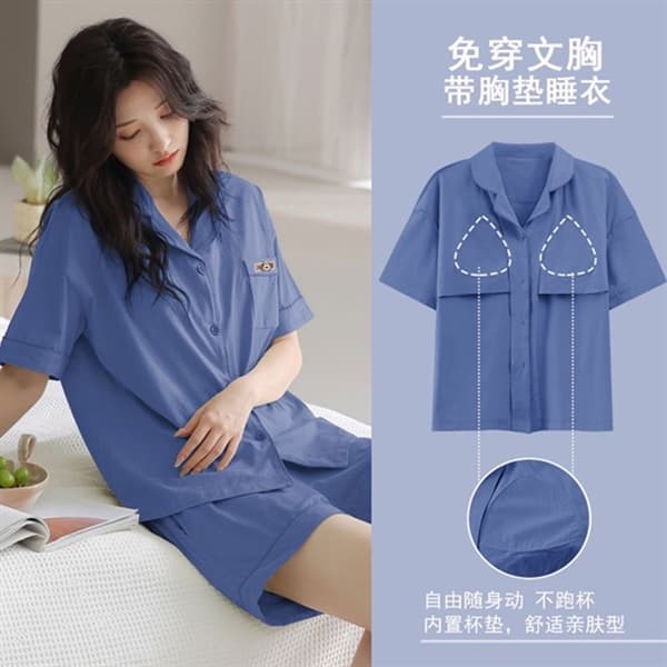 Bộ cộc cài khuy cotton có đệm ngực y665