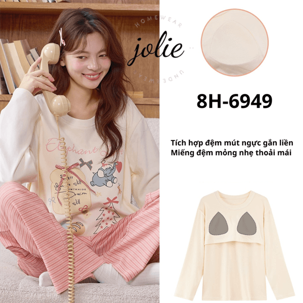 Bộ cotton dài tay cổ tròn cao cấp có đệm