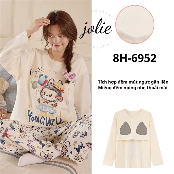 Bộ cotton dài tay cổ tròn cao cấp có đệm