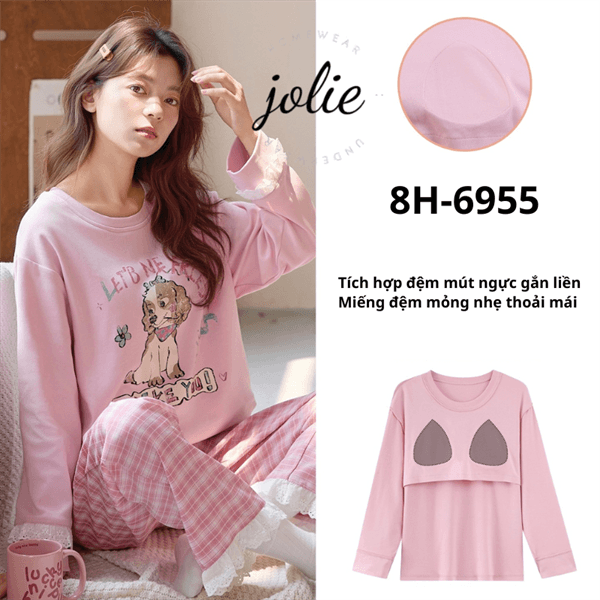 Bộ cotton dài tay cổ tròn cao cấp có đệm