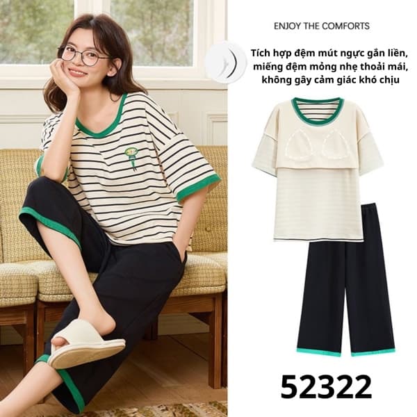 Bộ lửng cotton cao cấp có đệm mút ngực 52322