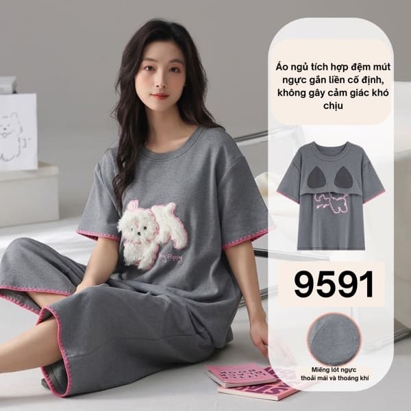 Bộ lửng cotton có đệm mút ngực 9591