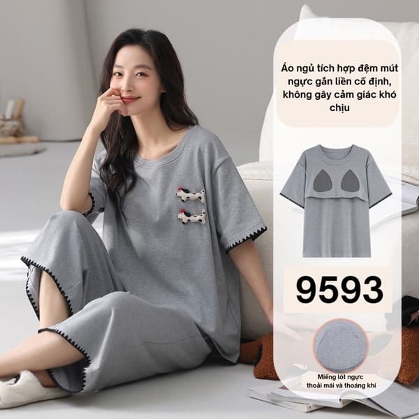 Bộ lửng cotton có đệm mút ngực 9593