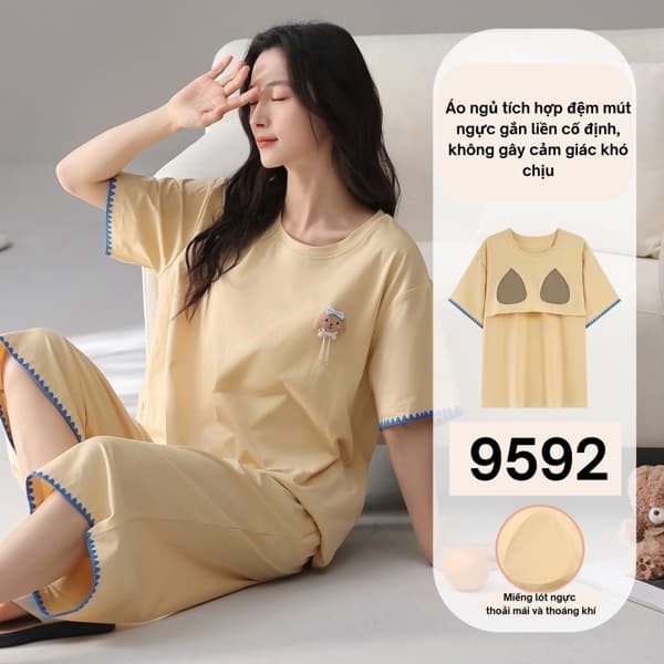Bộ lửng cotton có đệm mút ngực 9592