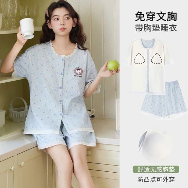 Bộ mặc nhà cộc cài có đệm ngực