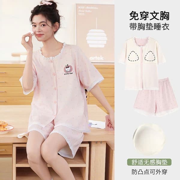 Bộ mặc nhà cộc cài có đệm ngực