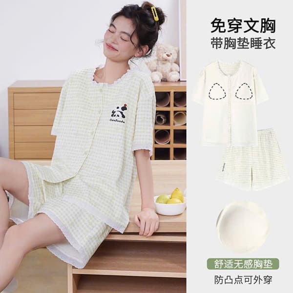 Bộ mặc nhà cộc cài có đệm ngực