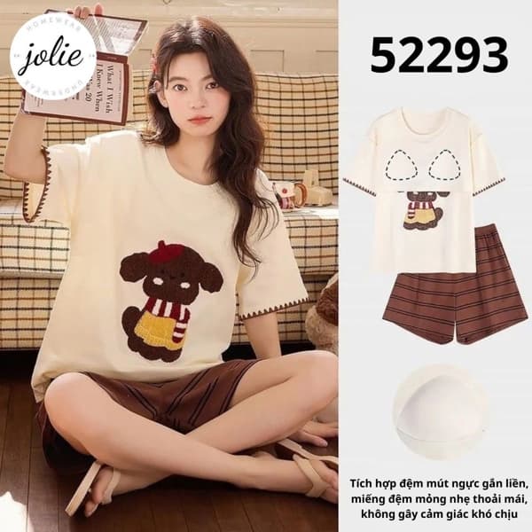 Áo cộc quần cộc cotton có đệm ngực 52293