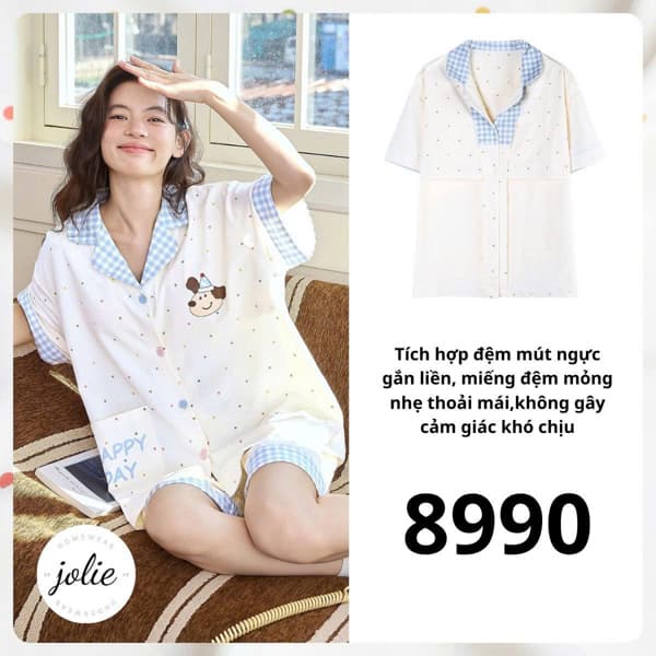 Bộ cotton áo cộc pijama