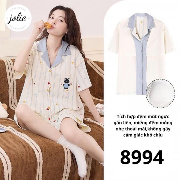 Bộ cotton áo cộc pijama