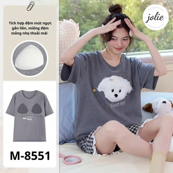 Bộ cotton lạnh cổ tròn cộc tay