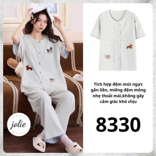 Bộ áo cộc cài khuy quần dài