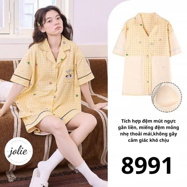 Bộ cotton áo cộc pijama