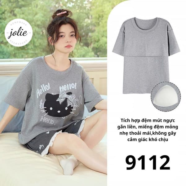 Bộ cộc tay cổ tròn cotton lạnh