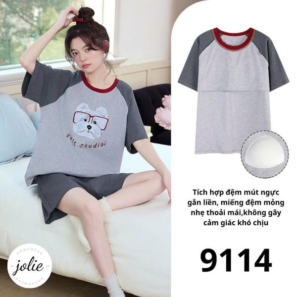 Bộ cộc tay cổ tròn cotton lạnh