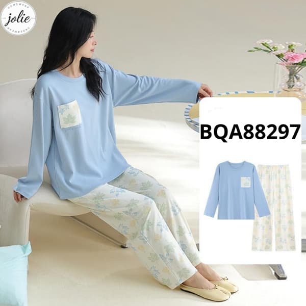 Bộ dài tay cổ tròn 100% cotton