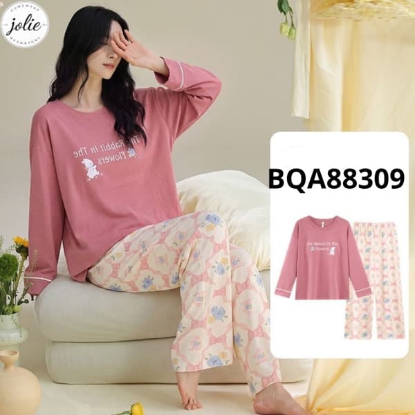 Bộ dài tay cổ tròn 100% cotton